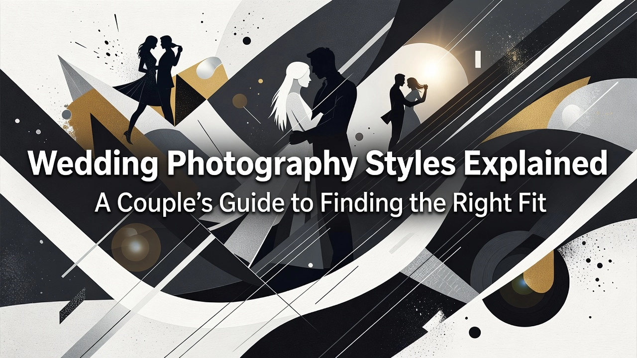 Professional header image for list-based article: Wedding Photography Styles Explained: A Couple's Guide to...
