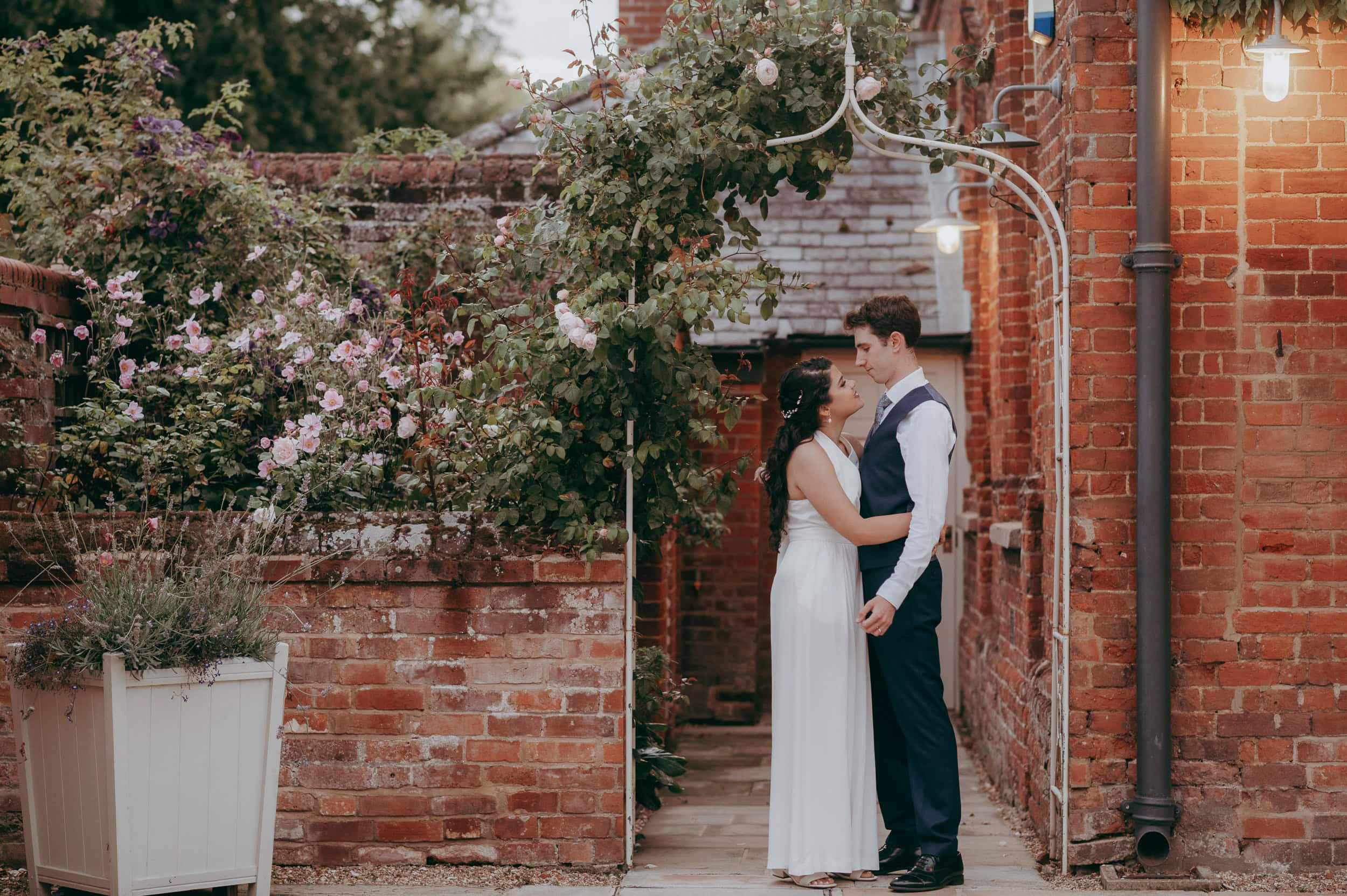 Wedding couple portrait at Longstowe Hall 