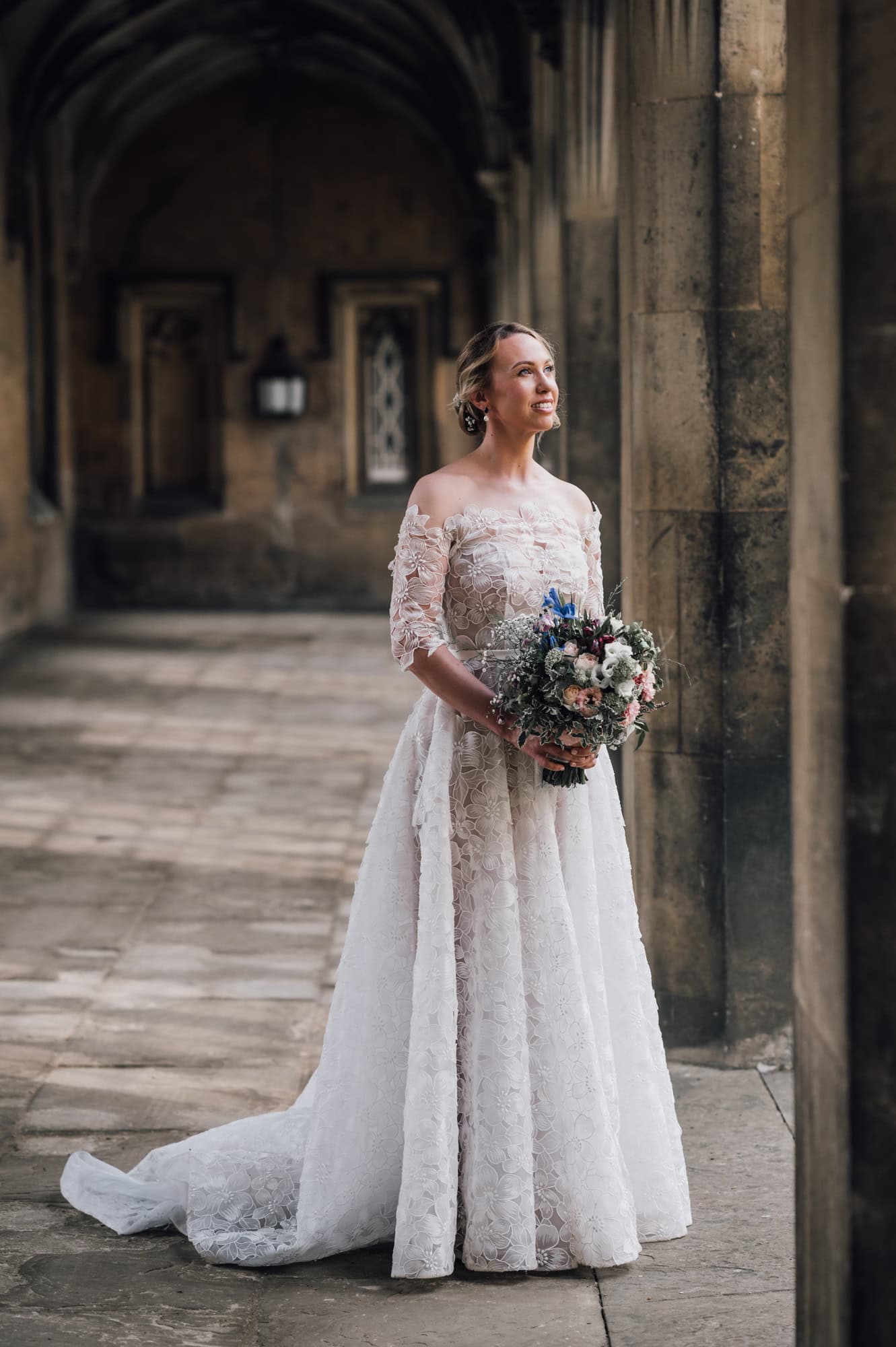 Bridal portrait at St John's College in Cambridge