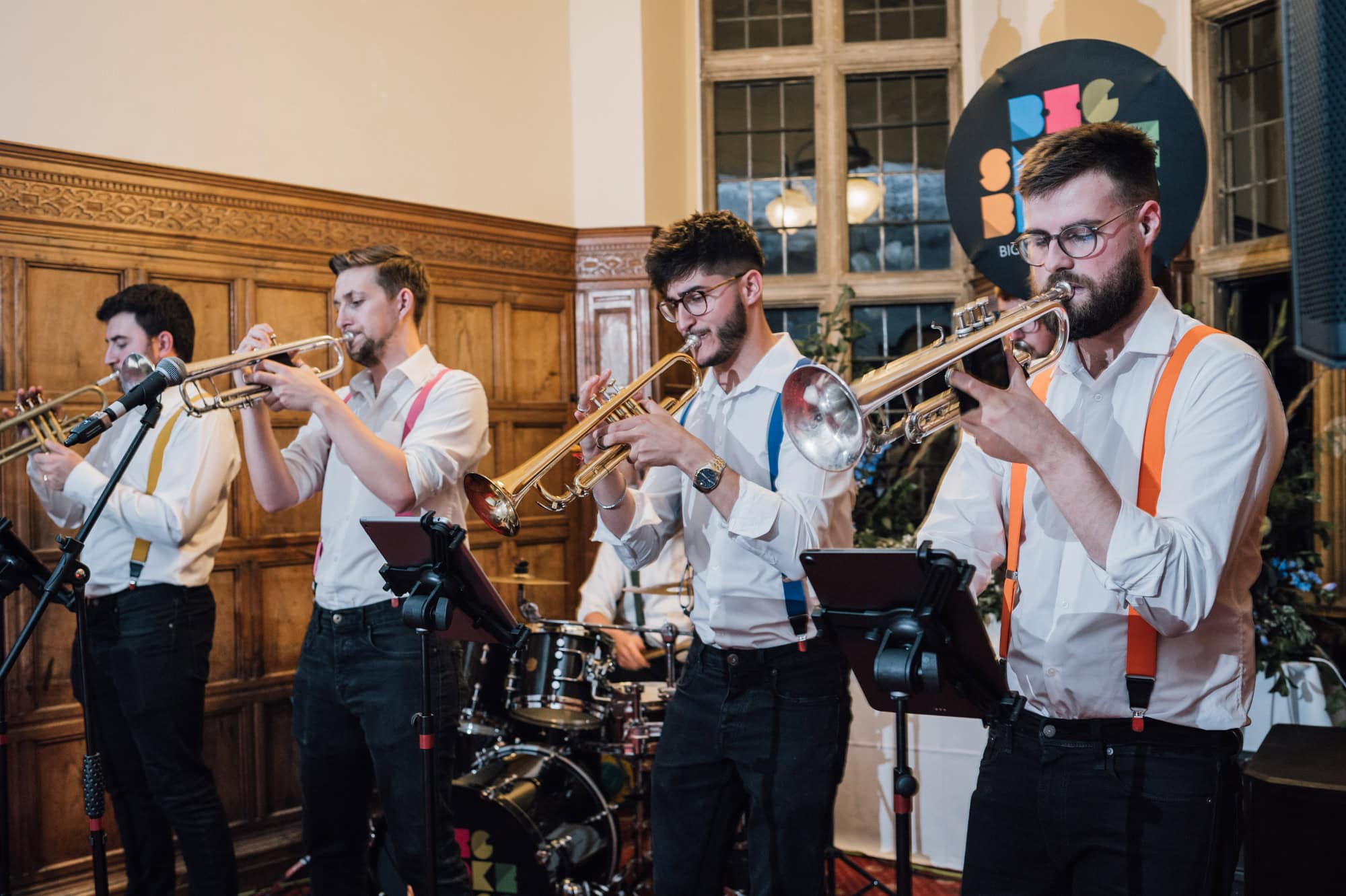 Wedding band playing at Madingley Hall in Cambridge