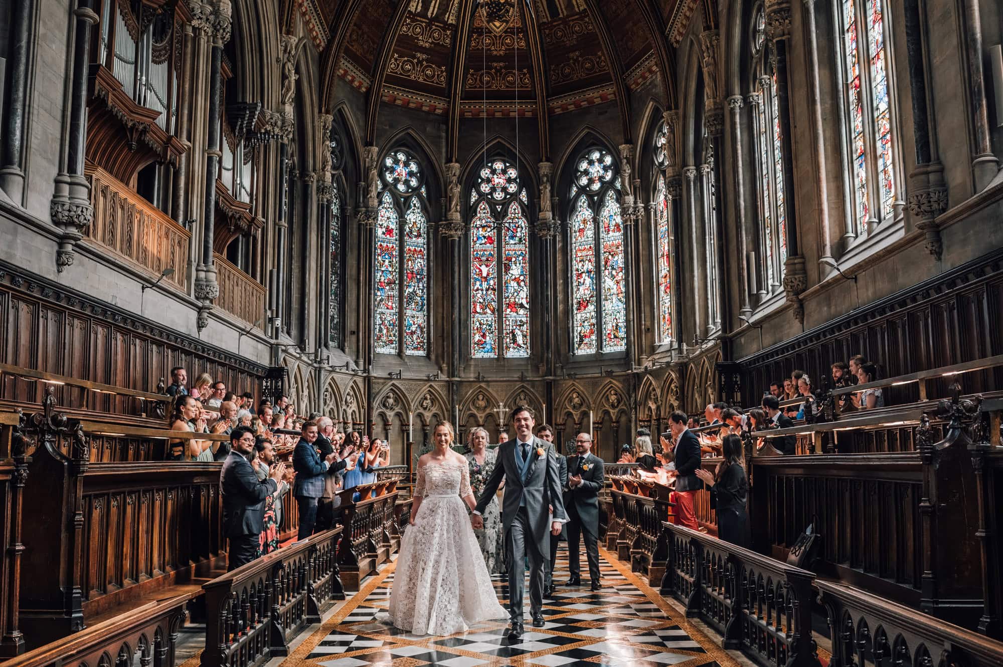 Wedding ceremony at St John's College Chapel in Cambridge