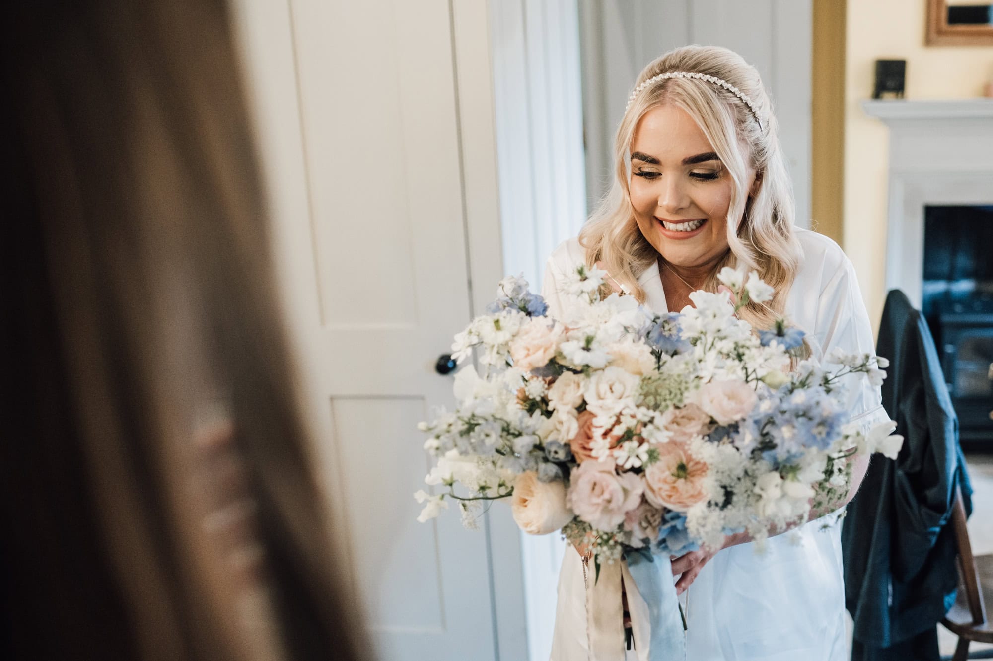 Wedding at Shortmead House Bride with Flowers by Flowers by Louise W