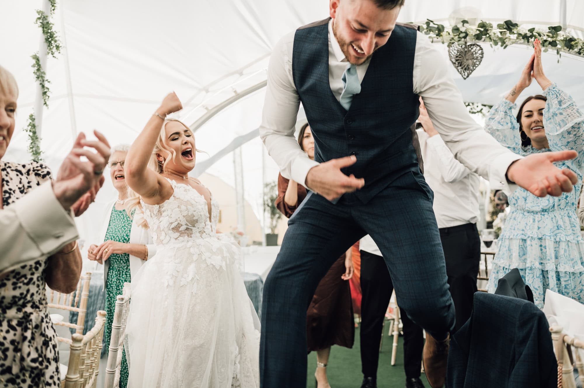 Guests partying during a Wedding at Shortmead House