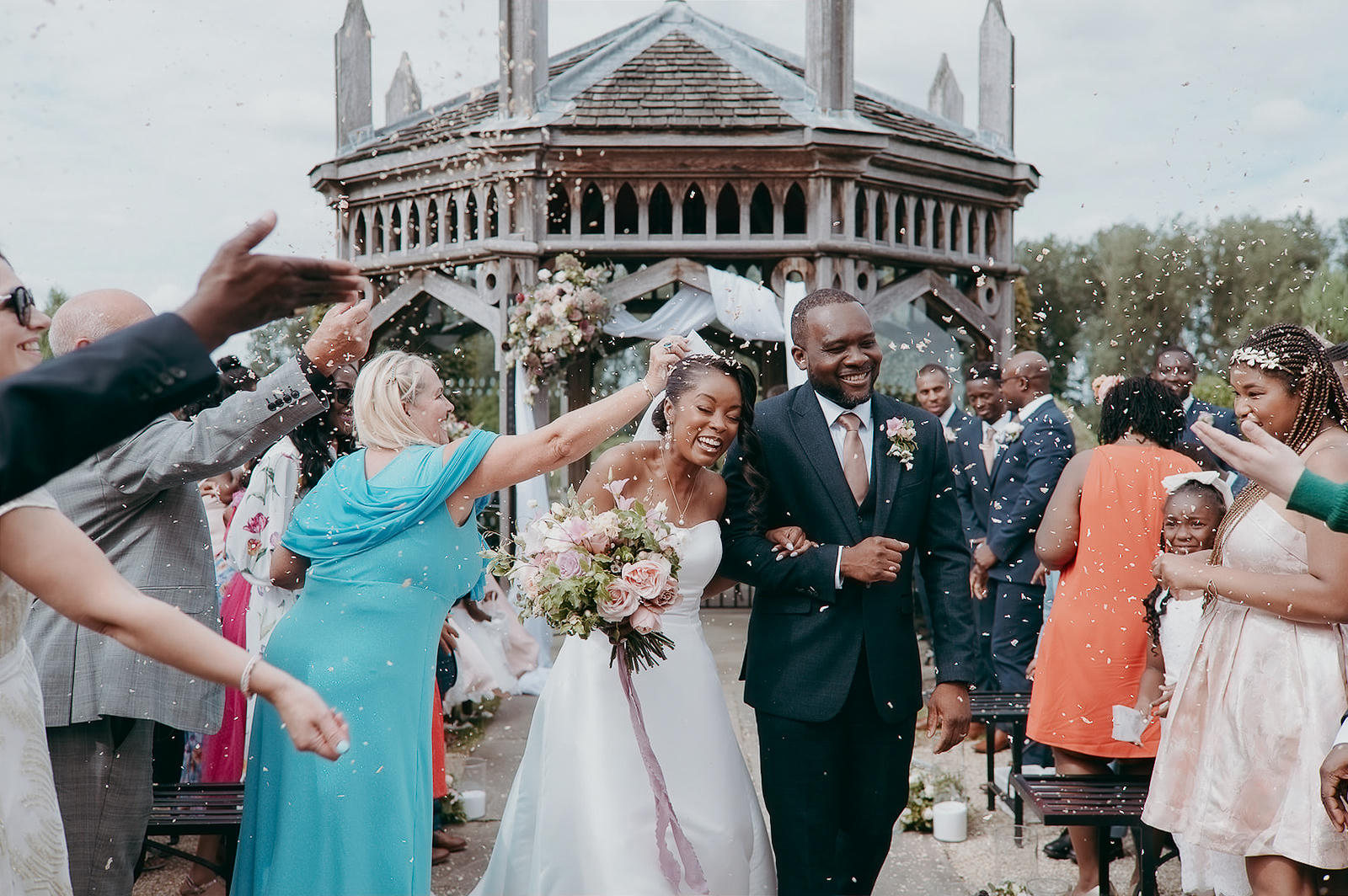 Outdoor wedding ceremony at The Old Hall Ely
