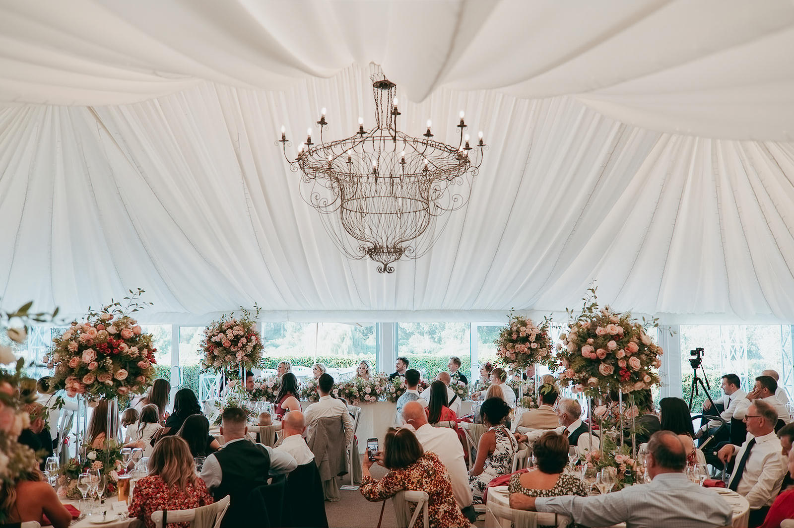 Wedding reception in the marquee at Ely Cathedral