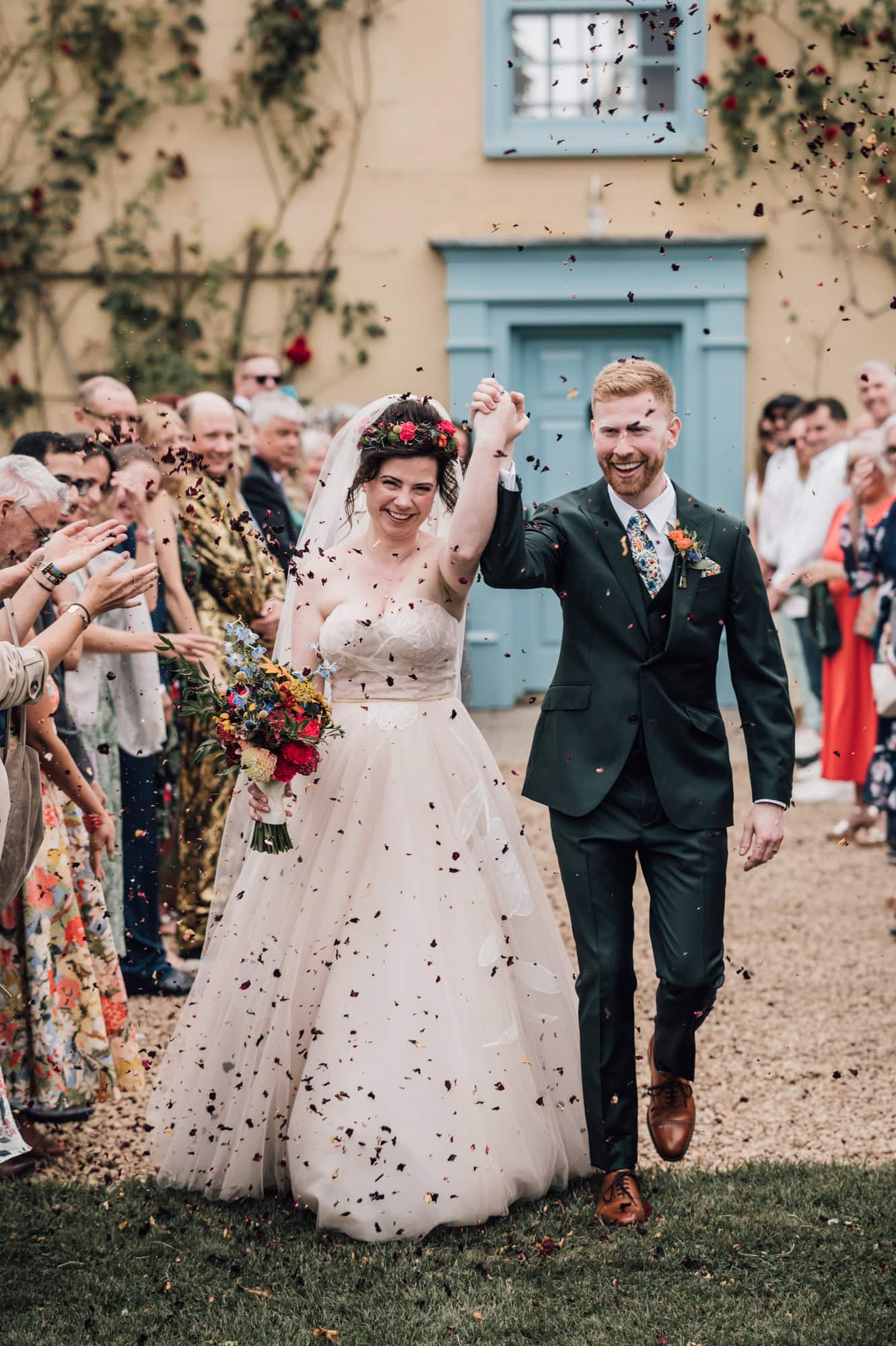 Confetti shot at South Farm Wedding Venue