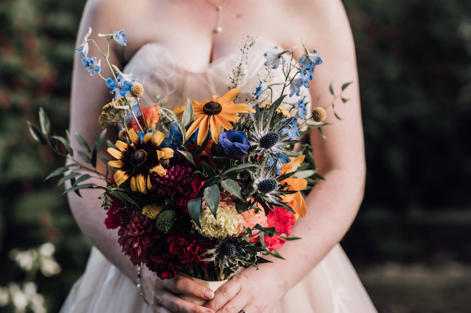 Bride bouquet colourful flowers