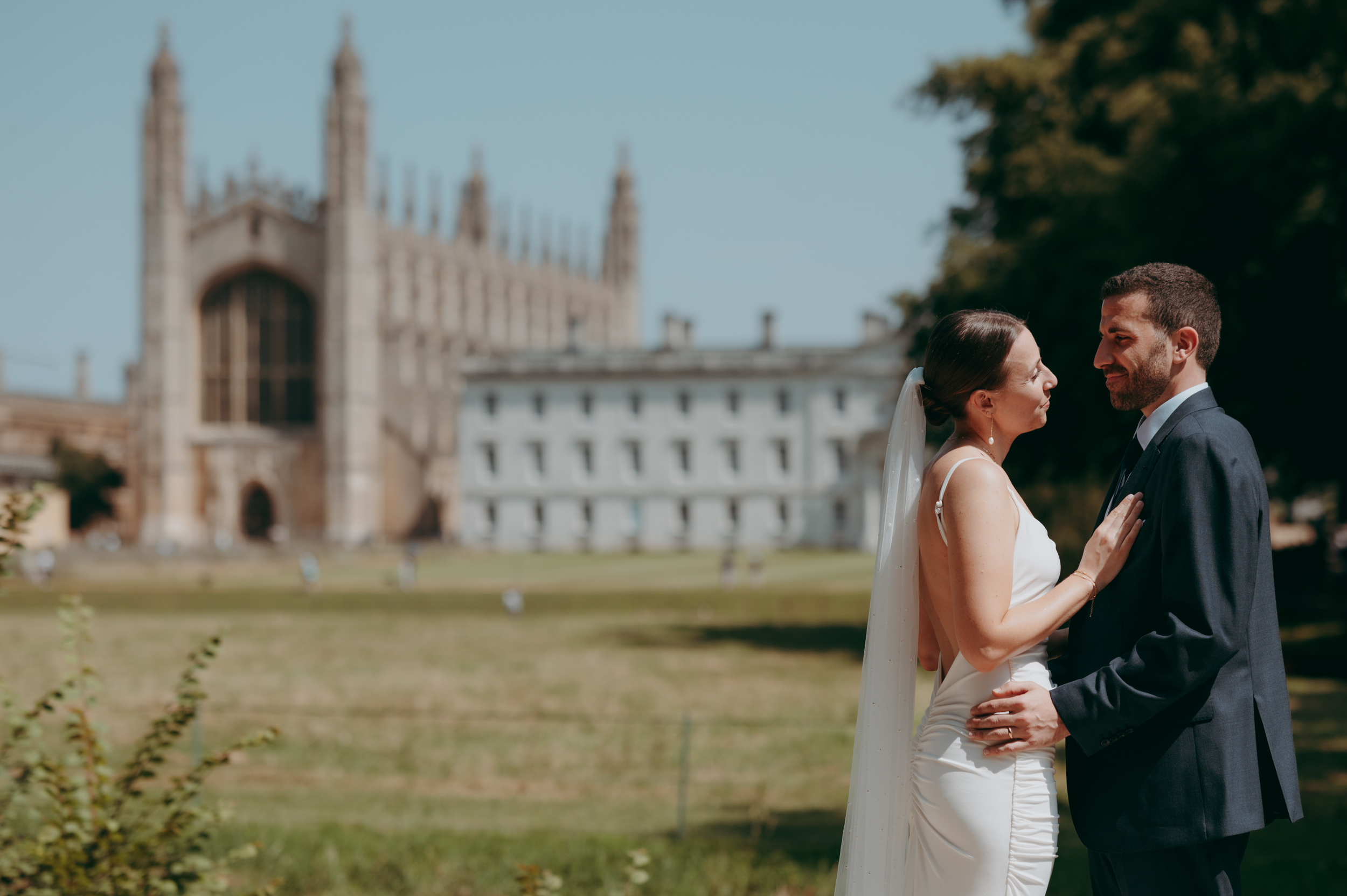 Wedding Photography on the Backs in Cambridge with Kings College Chapel in View